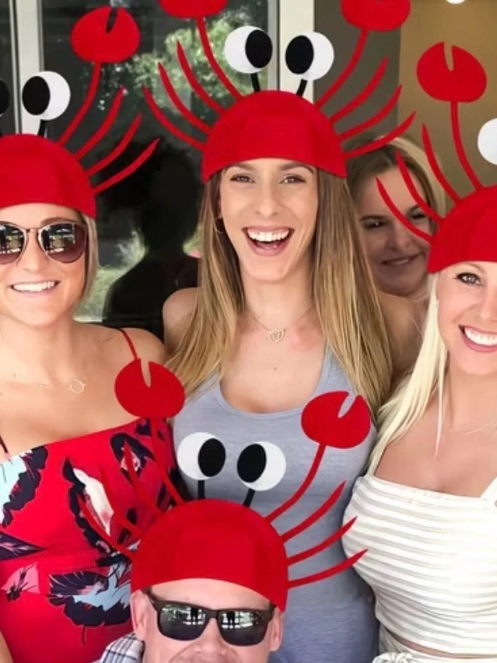 5 Red Crab Asjustable Hats - Cute Crab Caps